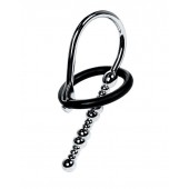 Серебристый уретральный плаг-бусины TOYFA Metal с мягким фиксириющим кольцом - ToyFa - купить с доставкой в Миассе