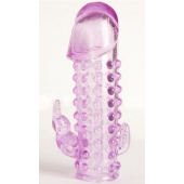 Закрытая фиолетовая насадка с 2 отростками - 13 см. - Toyfa Basic - в Миассе купить с доставкой