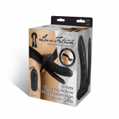Полый страпон с двумя отростками и вибрацией Unisex Vibrating Hollow Strap-On Double Penetrating Dildo - 17,8 см. - Lux Fetish - купить с доставкой в Миассе