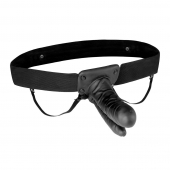 Полый страпон с двумя отростками и вибрацией Unisex Vibrating Hollow Strap-On Double Penetrating Dildo - 17,8 см. - Lux Fetish - купить с доставкой в Миассе