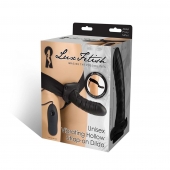 Чёрный полый страпон с вибрацией Unisex Vibrating Hollow Strap-On - 14 см. - Lux Fetish - купить с доставкой в Миассе