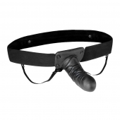 Чёрный полый страпон с вибрацией Unisex Vibrating Hollow Strap-On - 14 см. - Lux Fetish - купить с доставкой в Миассе