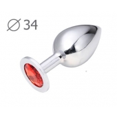 Коническая серебристая анальная втулка с красным кристаллом - 8,2 см. - Anal Jewelry Plug - купить с доставкой в Миассе