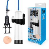 Прозрачная вакуумная вибропомпа Sex Expert с насадкой-вагиной - Sex Expert - в Миассе купить с доставкой