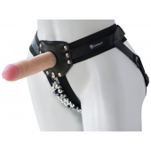 Черный пояс-трусики с насадкой  Гламур Dana  - 15,5 см. - LOVETOY (А-Полимер) - купить с доставкой в Миассе