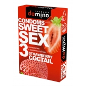 Презервативы для орального секса DOMINO Sweet Sex с ароматом клубничного коктейля  - 3 шт. - Domino - купить с доставкой в Миассе