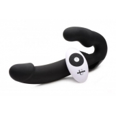 Черный безремневой страпон Urge Silicone Strap On с пультом ДУ - 24 см. - XR Brands - купить с доставкой в Миассе