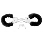 Меховые чёрные наручники Beginner s Furry Cuffs - Pipedream - купить с доставкой в Миассе