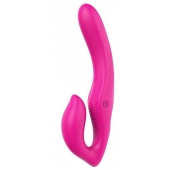 Ярко-розовый безремневой страпон REMOTE DOUBLE DIPPER - 22 см. - Dream Toys - купить с доставкой в Миассе