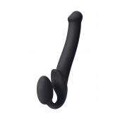 Черный безремневой страпон Silicone Bendable Strap-On M - Strap-on-me - купить с доставкой в Миассе
