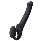 Черный безремневой страпон Silicone Bendable Strap-On M - Strap-on-me - купить с доставкой в Миассе