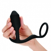 Черное эрекционное кольцо с анальным плагом Snug   Tug - b-Vibe - в Миассе купить с доставкой