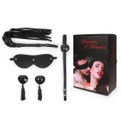 Эротический набор в черном цвете: маска, кляп, пэстисы, плётка - Notabu - купить с доставкой в Миассе