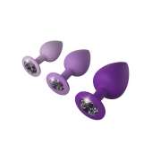 Набор из 3 фиолетовых анальных пробок со стразами Little Gems Trainer Set - Pipedream - купить с доставкой в Миассе