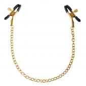 Чёрные с золотом зажимы на соски Gold Chain Nipple Clamps - Pipedream - купить с доставкой в Миассе