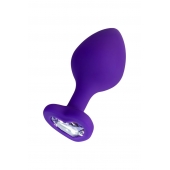 Фиолетовая анальная втулка Diamond Heart с прозрачным кристаллом - 8 см. - ToyFa - купить с доставкой в Миассе