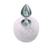 Серебристая анальная пробка с белым пушистым хвостиком Twinkle - Lola Games - купить с доставкой в Миассе