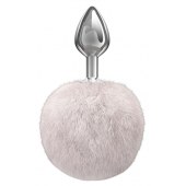 Серебристая анальная пробка с белым пушистым хвостиком Twinkle - Lola Games - купить с доставкой в Миассе