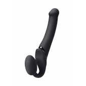 Черный безремневой вибрострапон Silicone Bendable Strap-On M - Strap-on-me - купить с доставкой в Миассе