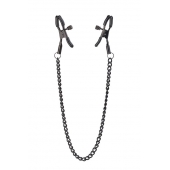 Черные зажимы на соски на цепочке BLAZE DELUXE NIPPLE CLAMPS - Dream Toys - купить с доставкой в Миассе