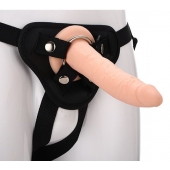 Телесный страпон на черных трусиках STRAP ON REAL DILDO - 20 см. - Dream Toys - купить с доставкой в Миассе