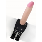 Черный узкий пояс на бедро с телесной насадкой - LOVETOY (А-Полимер) - купить с доставкой в Миассе