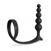 Черная анальная цепочка с эрекционным кольцом Ass-gasm Cockring Anal Beads - Pipedream - в Миассе купить с доставкой