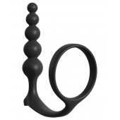 Черная анальная цепочка с эрекционным кольцом Ass-gasm Cockring Anal Beads - Pipedream - в Миассе купить с доставкой