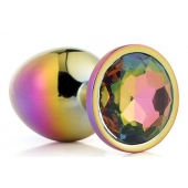 Голографическая анальная втулка с радужным кристаллом - 7,1 см. - Dream Toys - купить с доставкой в Миассе