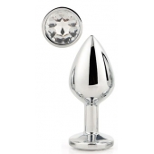 Серебристая анальная втулка с прозрачным кристаллом - 7,1 см. - Dream Toys - купить с доставкой в Миассе