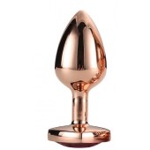 Золотистая анальная втулка с кристаллом-сердечком розового цвета - 7,1 см. - Dream Toys - купить с доставкой в Миассе