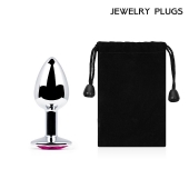 Серебристая анальная пробка с малиновым кристаллом - 7,2 см. - Anal Jewelry Plug - купить с доставкой в Миассе
