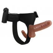Страпон с вагинальной пробкой и вибрацией Ultra Passionate Harness - 16 см. - Baile - купить с доставкой в Миассе