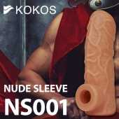 Телесная открытая насадка-реалистик с подхватом мошонки Nude Sleeve L - 14 см. - KOKOS - в Миассе купить с доставкой