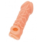 Телесная закрытая насадка с венками Cock Sleeve Size S - 13,8 см. - KOKOS - в Миассе купить с доставкой