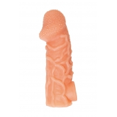 Телесная закрытая насадка с венками Cock Sleeve Size L - 17,6 см. - KOKOS - в Миассе купить с доставкой