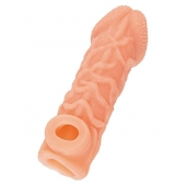 Телесная закрытая насадка с венками Cock Sleeve Size L - 17,6 см. - KOKOS - в Миассе купить с доставкой