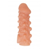 Телесная закрытая насадка с шариками Cock Sleeve Size M - 15,6 см. - KOKOS - в Миассе купить с доставкой