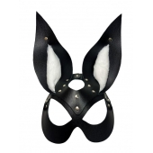 Черная маска зайки с белым мехом на ушках Miss Bunny - БДСМ Арсенал - купить с доставкой в Миассе