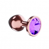 Пробка цвета розового золота с фиолетовым кристаллом Diamond Amethyst Shine S - 7,2 см. - Lola Games - купить с доставкой в Миассе