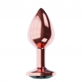Пробка цвета розового золота с черным кристаллом Diamond Jet Shine L - 8,3 см. - Lola Games - купить с доставкой в Миассе