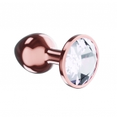 Пробка цвета розового золота с прозрачным кристаллом Diamond Moonstone Shine L - 8,3 см. - Lola Games - купить с доставкой в Миассе