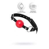 Красный кляп-шар на черных ремешках Anonymo - ToyFa - купить с доставкой в Миассе