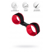 Красно-черные велюровые наручники Anonymo - ToyFa - купить с доставкой в Миассе