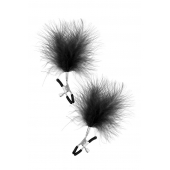Зажимы на соски с черными пуховыми кисточками Sweet Caress Feather Nipple Clumps - Sweet Caress - купить с доставкой в Миассе