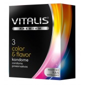 Цветные ароматизированные презервативы VITALIS PREMIUM color   flavor - 3 шт. - Vitalis - купить с доставкой в Миассе