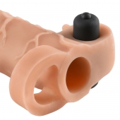 Телесная вибронасадка с кольцом Vibrating Real Feel 2 Extension - 16 см. - Pipedream - в Миассе купить с доставкой