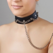 Чёрный ошейник из натуральной кожи - Sitabella - купить с доставкой в Миассе