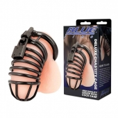 Черная металлическая клетка с замком Deluxe Chastity Cage - BlueLine - купить с доставкой в Миассе