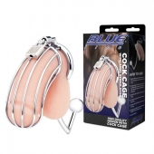 Серебристая металлическая клетка с анальным стимулятором Cock Cage - BlueLine - купить с доставкой в Миассе